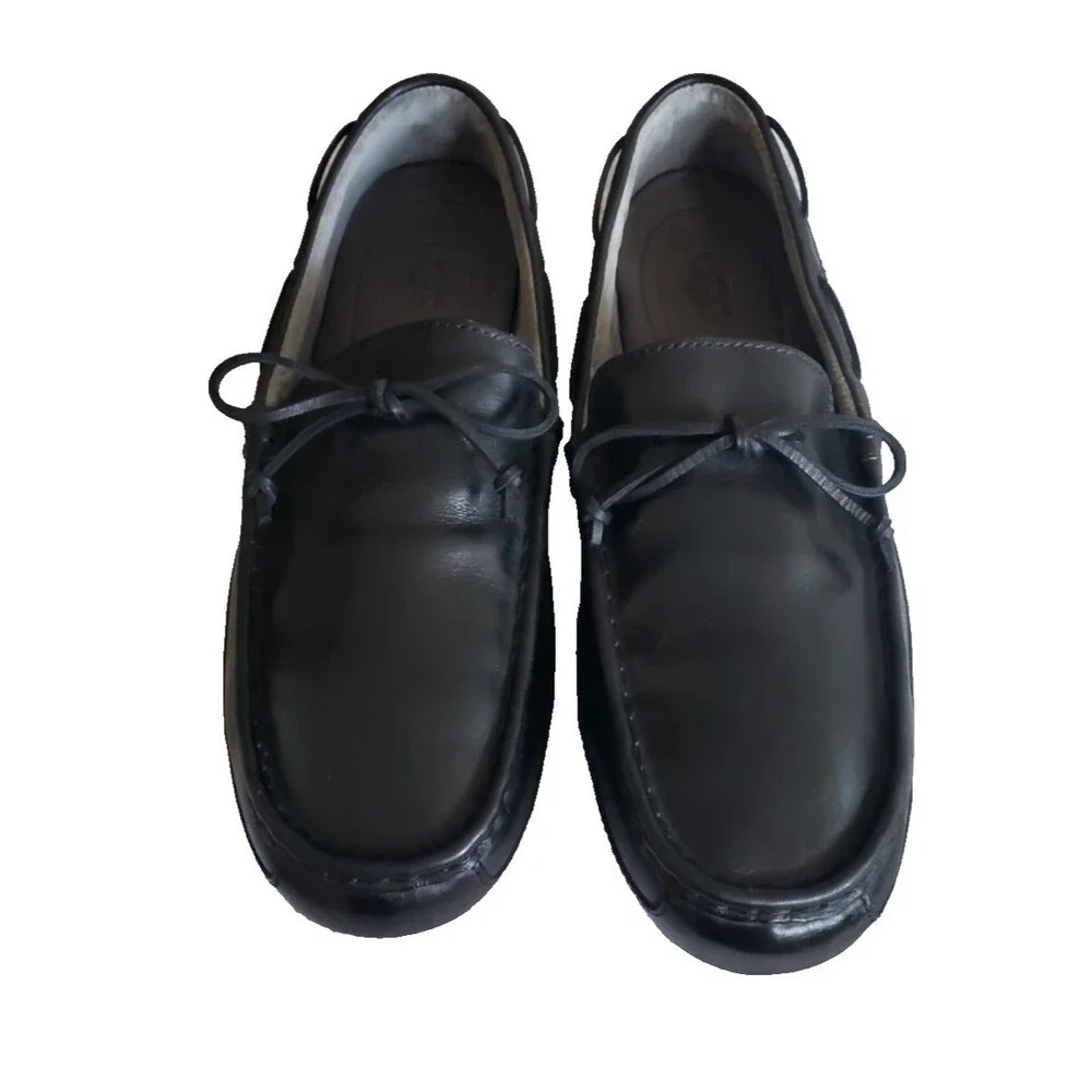 UGG Australia Men's Loafers Size 14 Black Leather Driving Shoes Moccasins